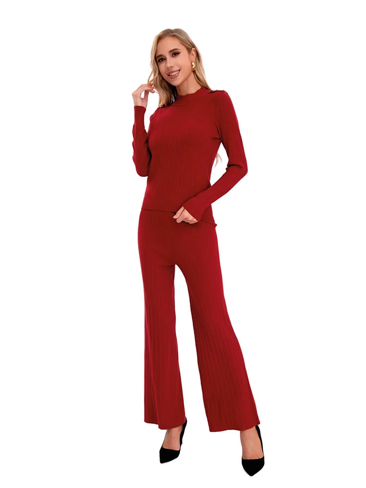 Conjunto dama dos piezas suéter manga larga y pantalón suelto ligero