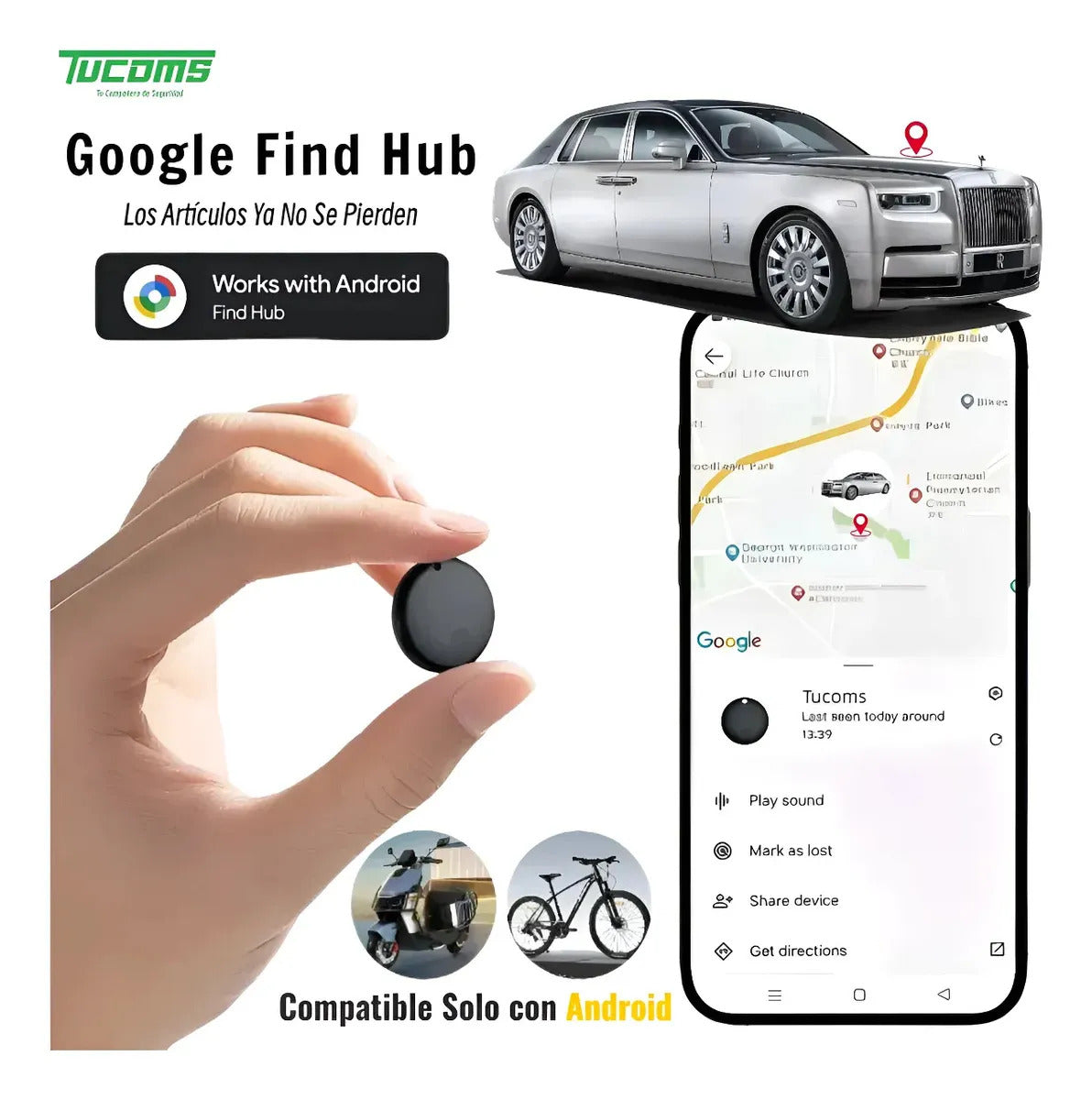 Localizador Bluetooth tipo smart tag TUCOMS para Android