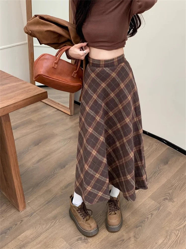 Falda de Cintura Alta a Cuadros