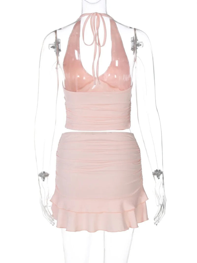 Conjunto Top y Minifalda Fruncida