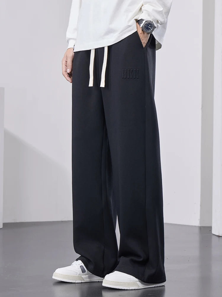 Pantalones de chándal rectos para hombre, pantalones de chándal de algodón de pierna ancha con cordón y letras, pantalones holgados deportivos, pantalones largos informales de talla grande 8XL