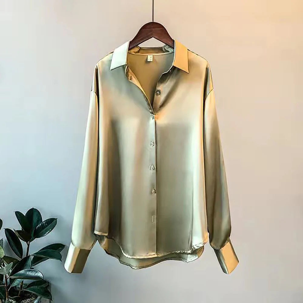 Camisa de Seda Manga Larga