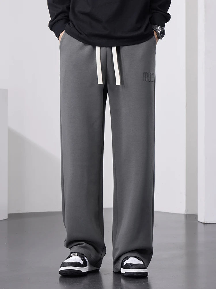Pantalones de chándal rectos para hombre, pantalones de chándal de algodón de pierna ancha con cordón y letras, pantalones holgados deportivos, pantalones largos informales de talla grande 8XL