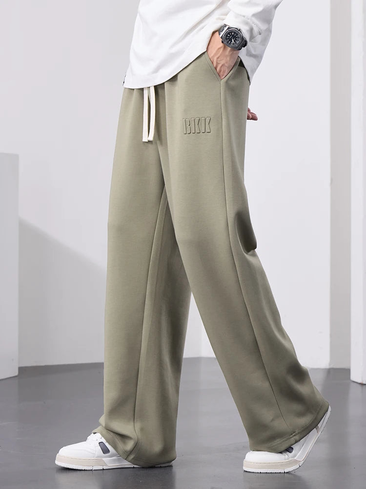 Pantalones de chándal rectos para hombre, pantalones de chándal de algodón de pierna ancha con cordón y letras, pantalones holgados deportivos, pantalones largos informales de talla grande 8XL
