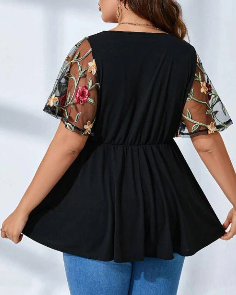 Blusa de Malla con cuello en V