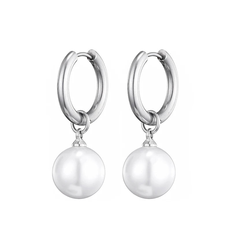 Pendientes De Perlas Blancas