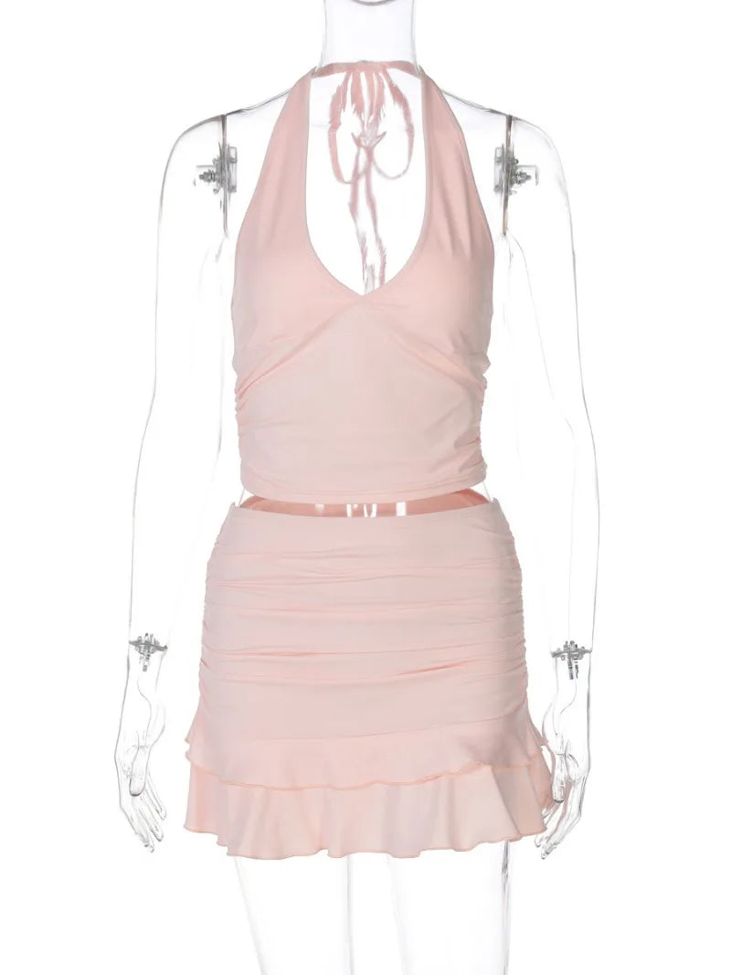 Conjunto Top y Minifalda Fruncida