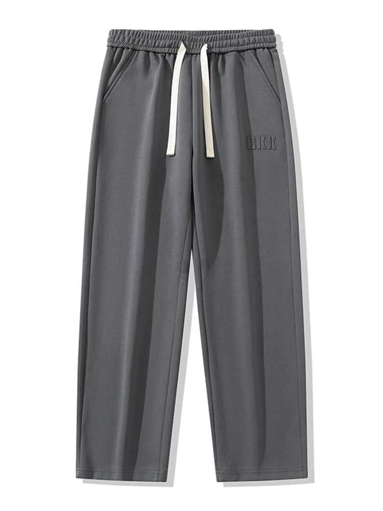 Pantalones de chándal rectos para hombre, pantalones de chándal de algodón de pierna ancha con cordón y letras, pantalones holgados deportivos, pantalones largos informales de talla grande 8XL