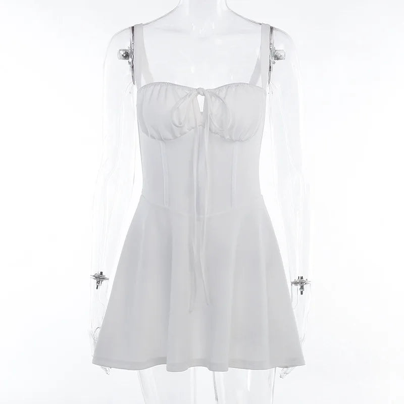 Moda de verano, bolso para mujer, falda a la cadera, estilo europeo y americano, dulce vestido básico con tirantes para mujer