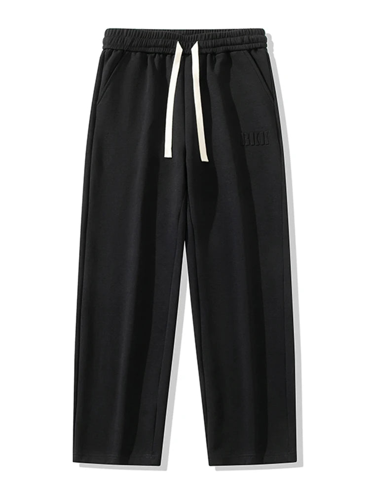 Pantalones de chándal rectos para hombre, pantalones de chándal de algodón de pierna ancha con cordón y letras, pantalones holgados deportivos, pantalones largos informales de talla grande 8XL