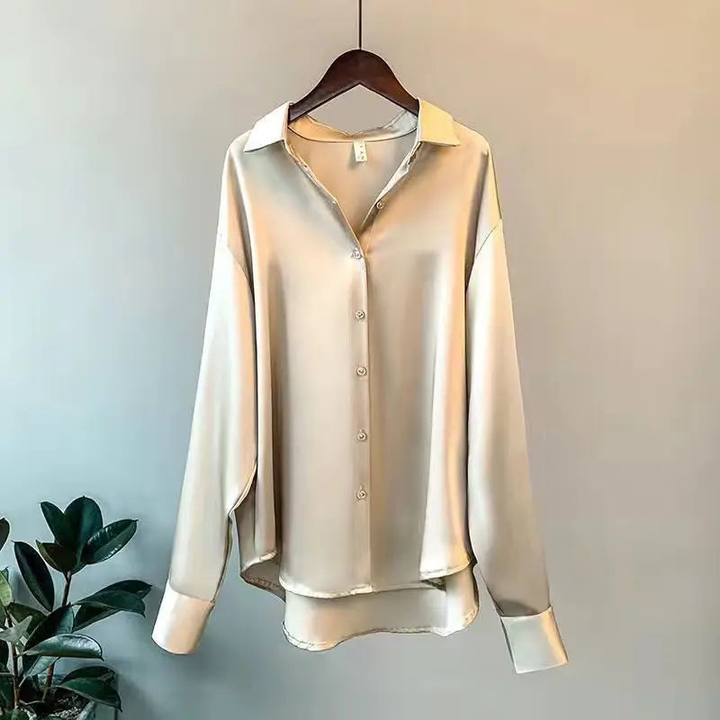 Camisa de Seda Manga Larga