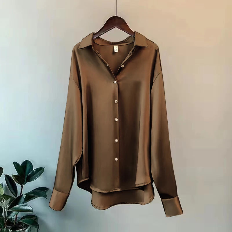 Camisa de Seda Manga Larga