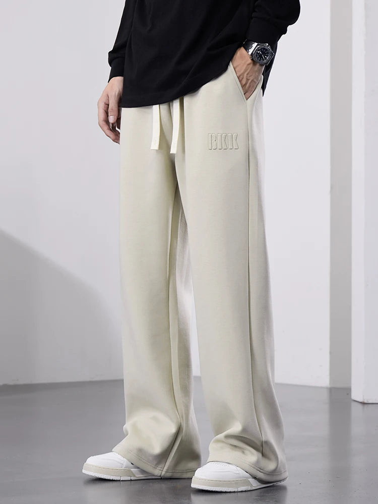 Pantalones de chándal rectos para hombre, pantalones de chándal de algodón de pierna ancha con cordón y letras, pantalones holgados deportivos, pantalones largos informales de talla grande 8XL
