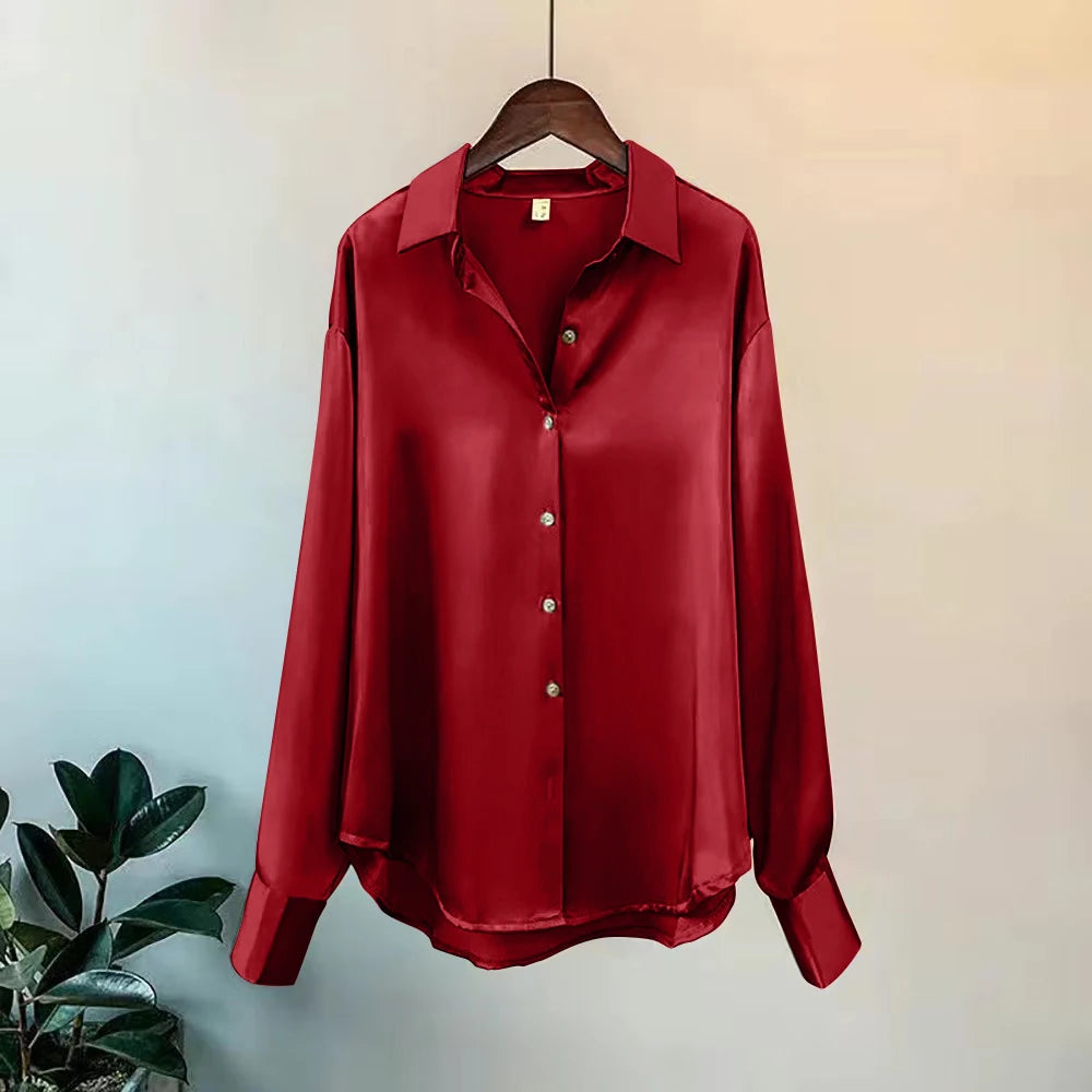 Camisa de Seda Manga Larga