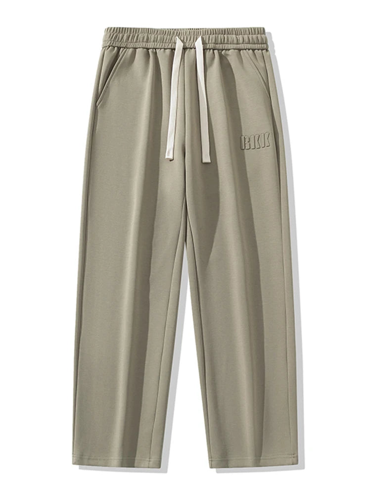 Pantalones de chándal rectos para hombre, pantalones de chándal de algodón de pierna ancha con cordón y letras, pantalones holgados deportivos, pantalones largos informales de talla grande 8XL