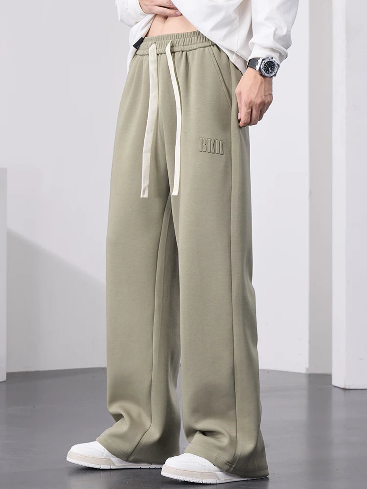 Pantalones de chándal rectos para hombre, pantalones de chándal de algodón de pierna ancha con cordón y letras, pantalones holgados deportivos, pantalones largos informales de talla grande 8XL