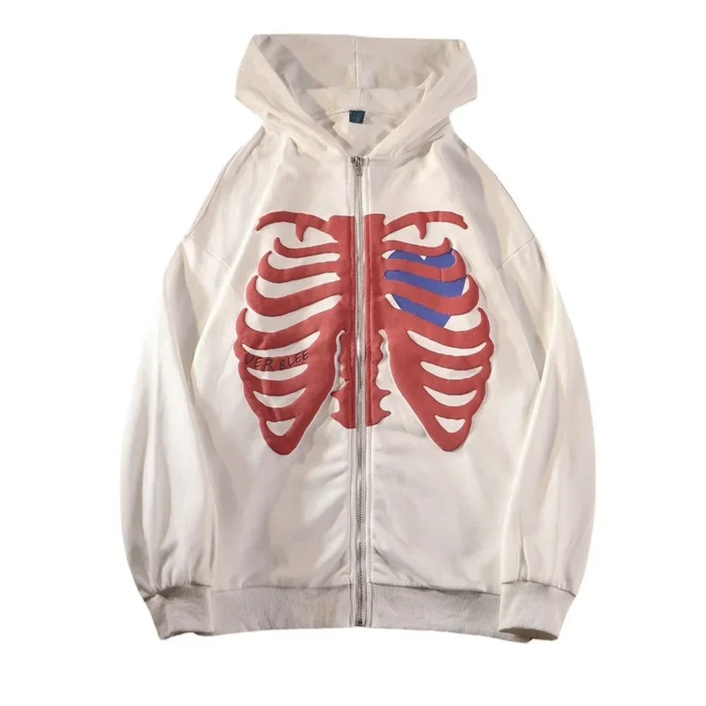Sudaderas con capucha de esqueleto Y2K