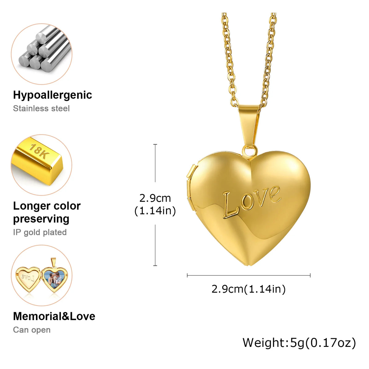 Collar con Relicario de Corazón - Diseño 15