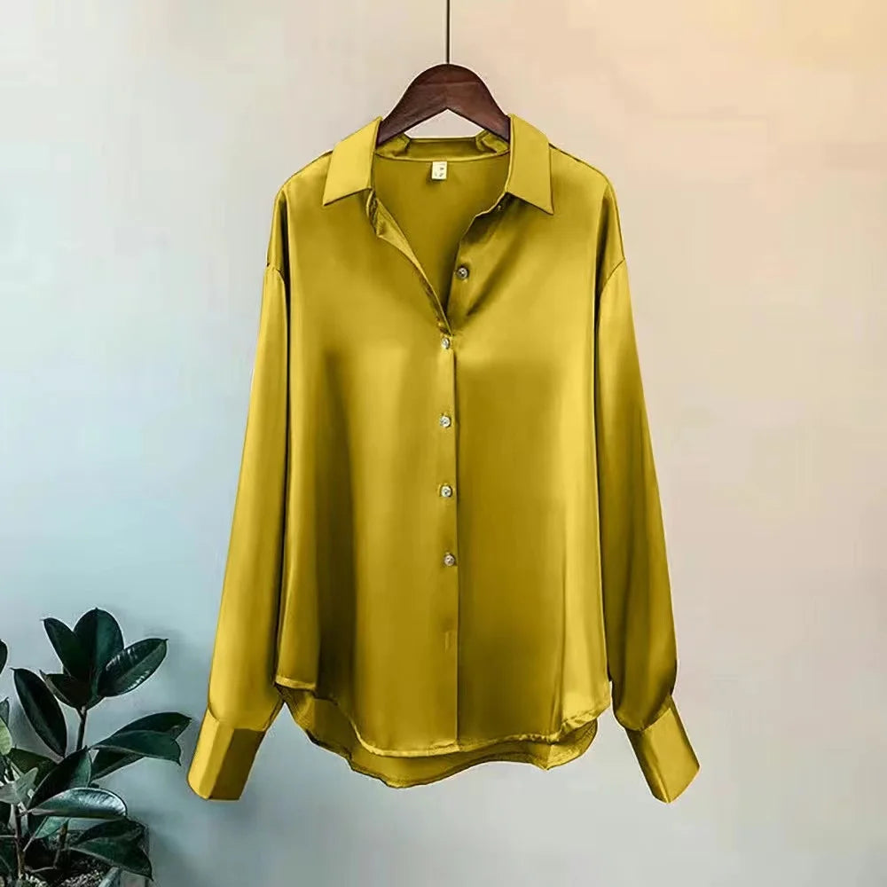 Camisa de Seda Manga Larga