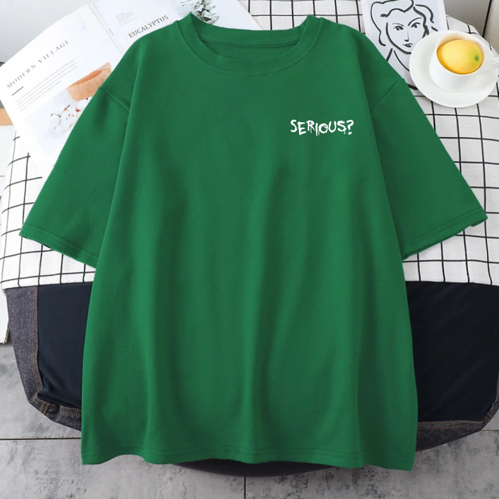 Camisetas con estampado serio de palabras creativas para mujer, camisetas simples S-Xxxl, camisetas cómodas de manga corta transpirables Retro para mujer