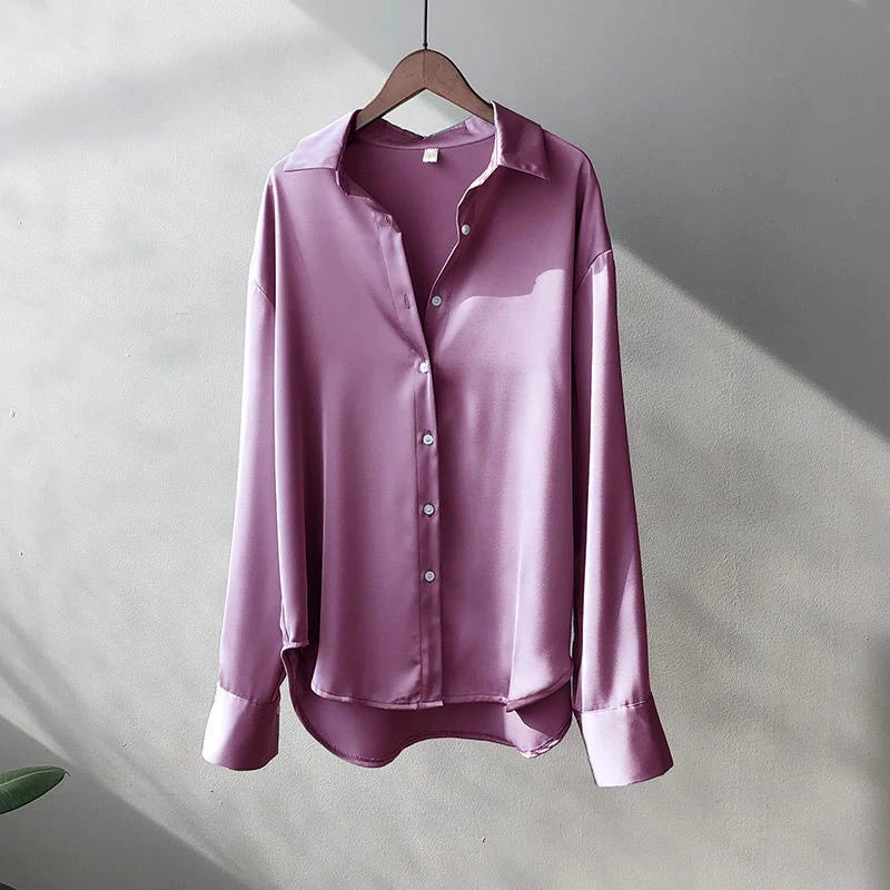 Camisa de Seda Manga Larga
