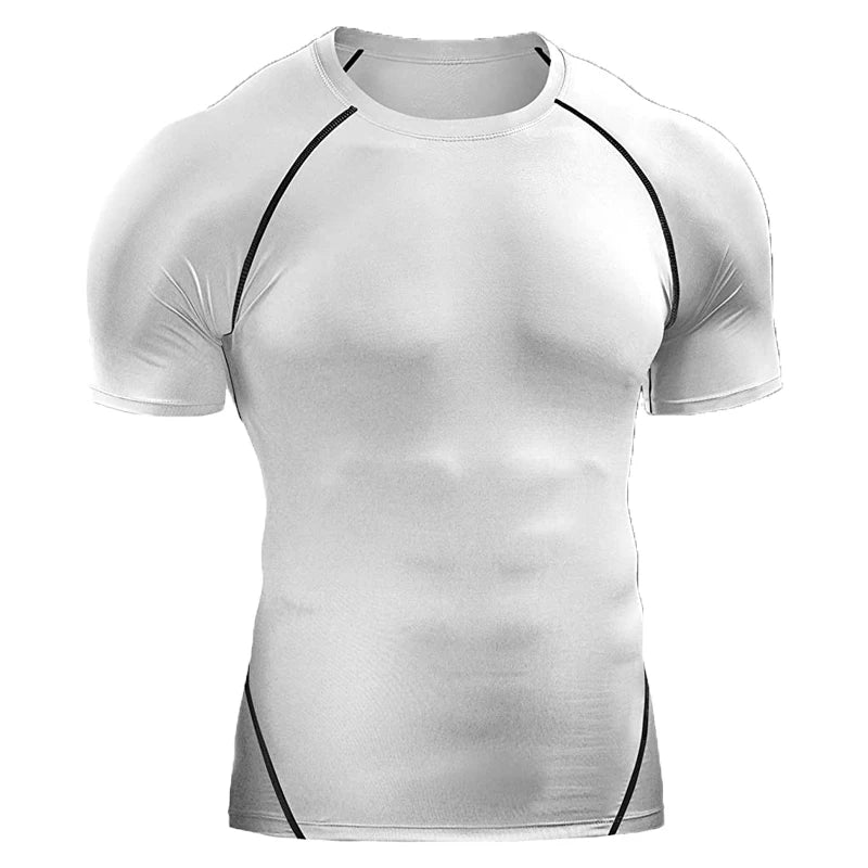 Camiseta de Compresión Lisa para Hombre - Blanco
