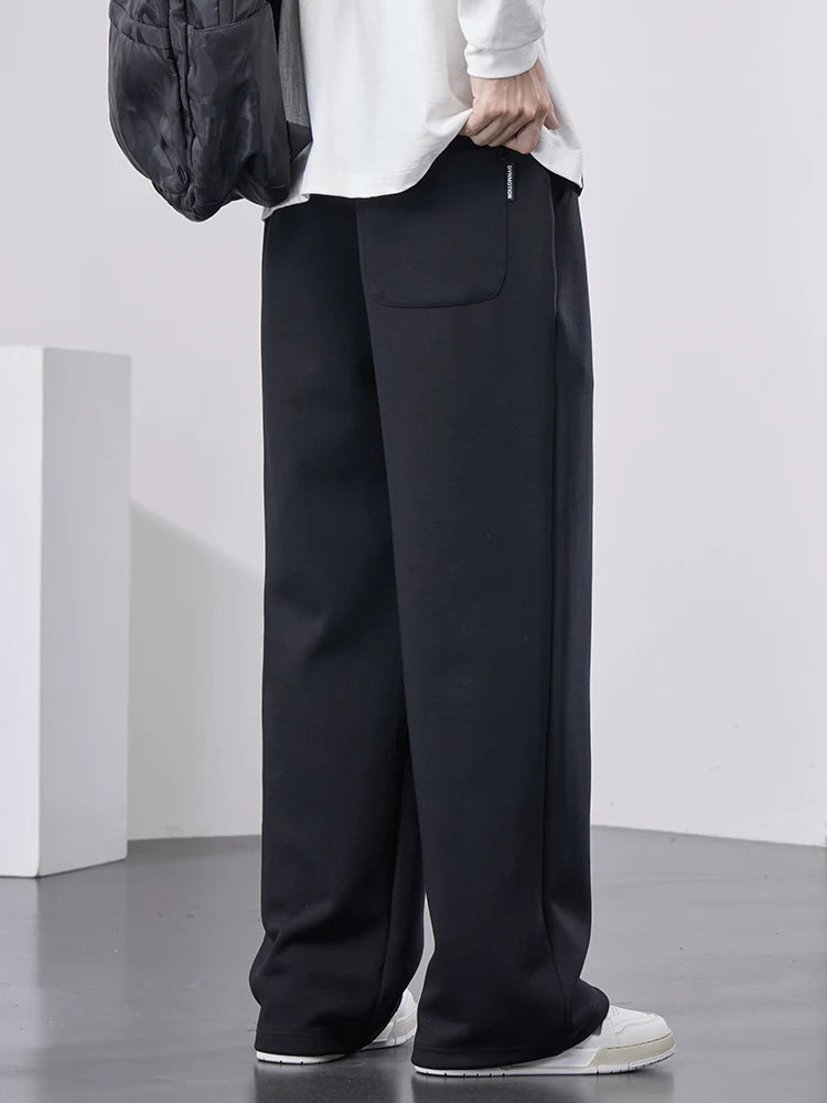 Pantalones de chándal rectos para hombre, pantalones de chándal de algodón de pierna ancha con cordón y letras, pantalones holgados deportivos, pantalones largos informales de talla grande 8XL