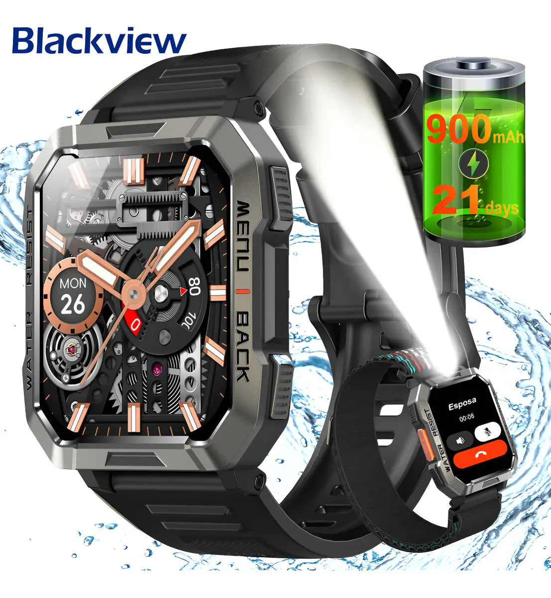 Smartwatch Blackview W60 Militar con Llamadas y Linterna