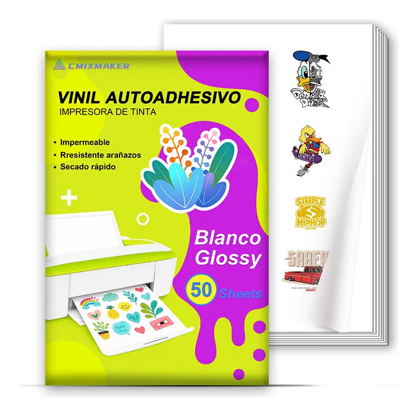 Vinil adhesivo imprimible inkjet A4, 60 hojas