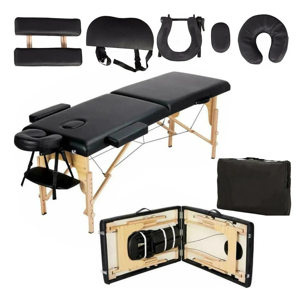 Cama Plegable para Masajes Bakam Negra