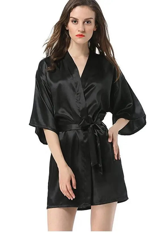 Bata Kimono Satinada Negra