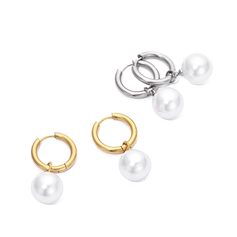 Pendientes De Perlas Blancas