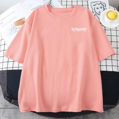 Camisetas con estampado serio de palabras creativas para mujer, camisetas simples S-Xxxl, camisetas cómodas de manga corta transpirables Retro para mujer