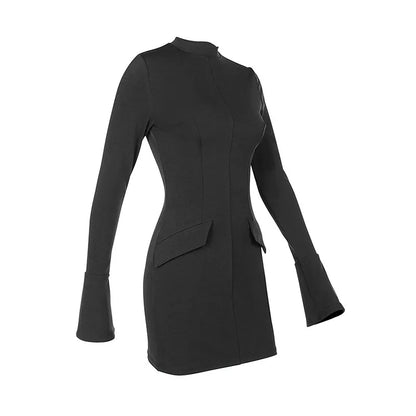 Minivestido Liso de Manga Larga