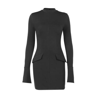 Minivestido Liso de Manga Larga