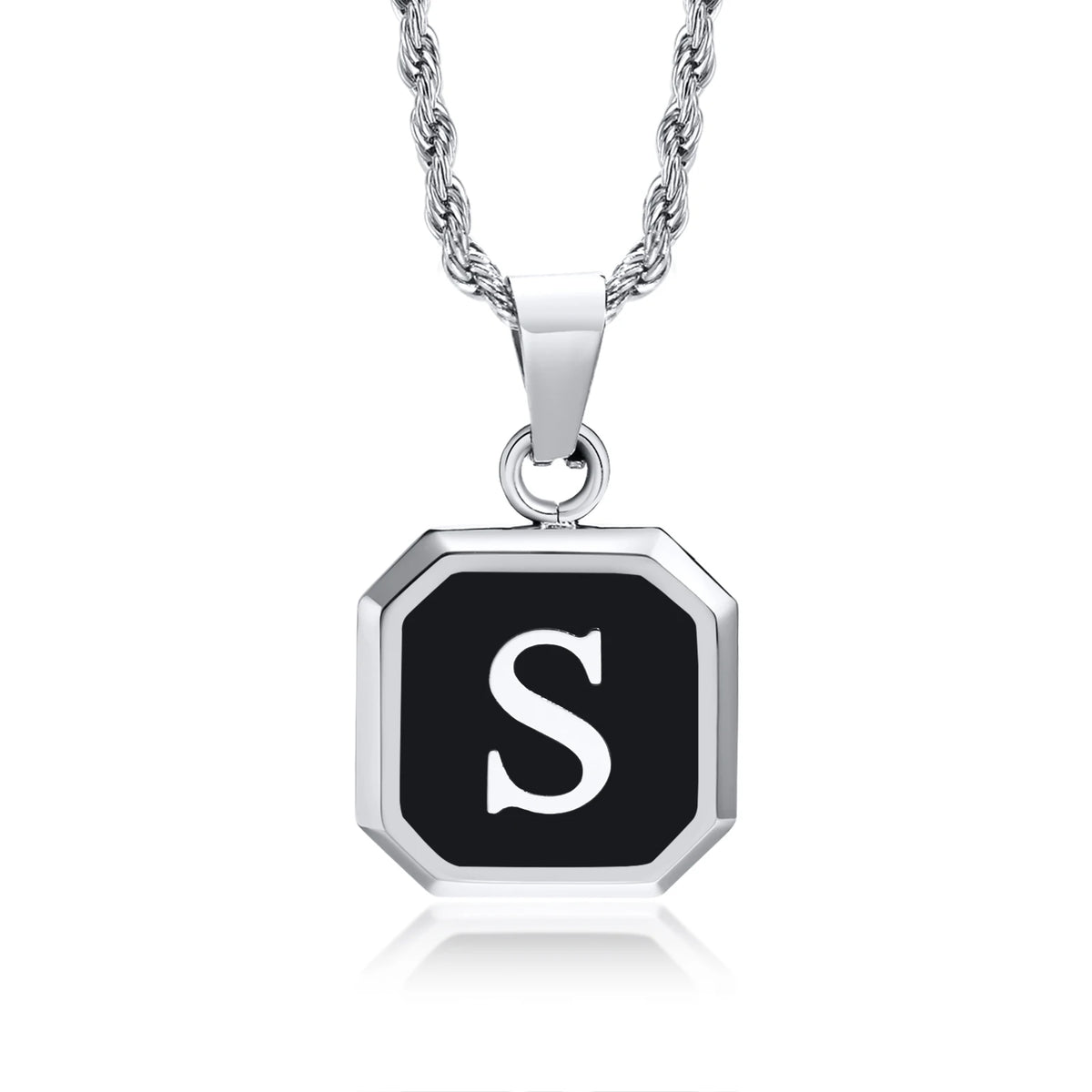 Collar con Inicial en Placa Cuadrada - S
