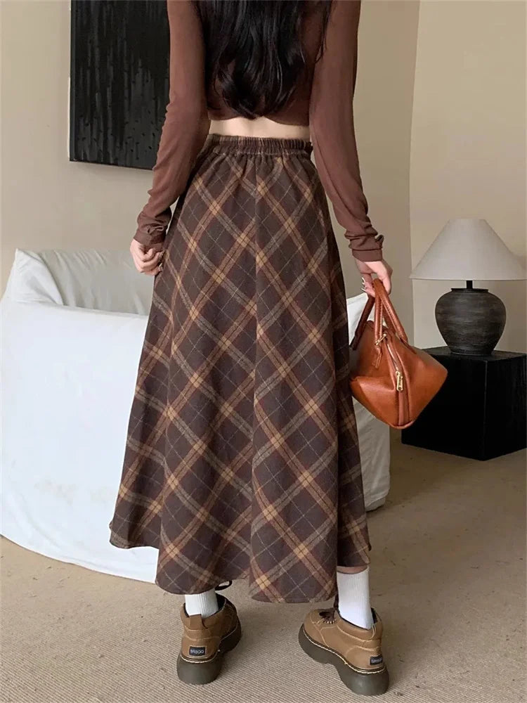 Falda de Cintura Alta a Cuadros