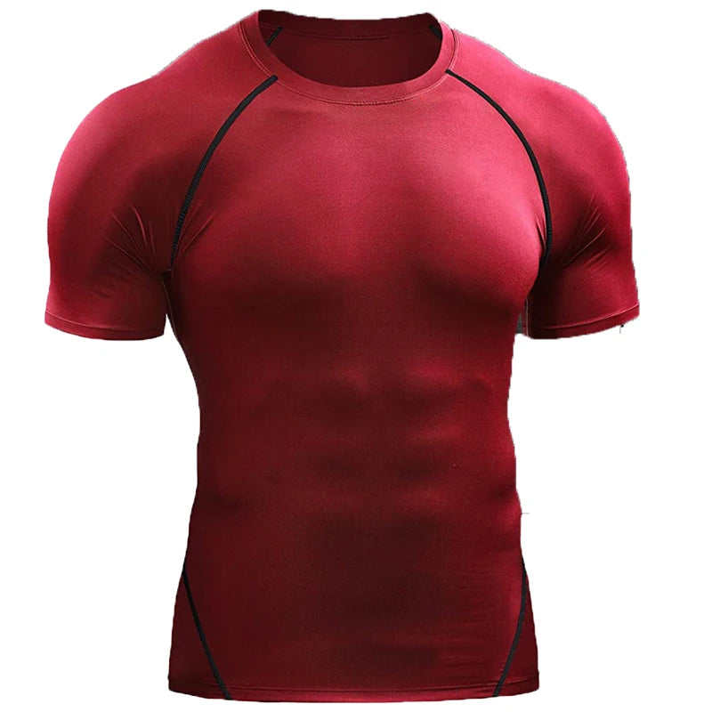Camiseta de Compresión Lisa para Hombre - Rojo
