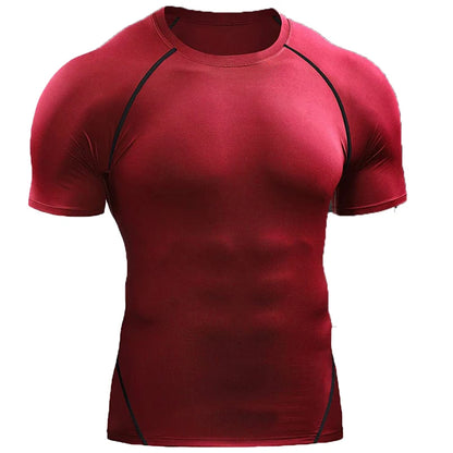 Camiseta de Compresión Lisa para Hombre - Rojo