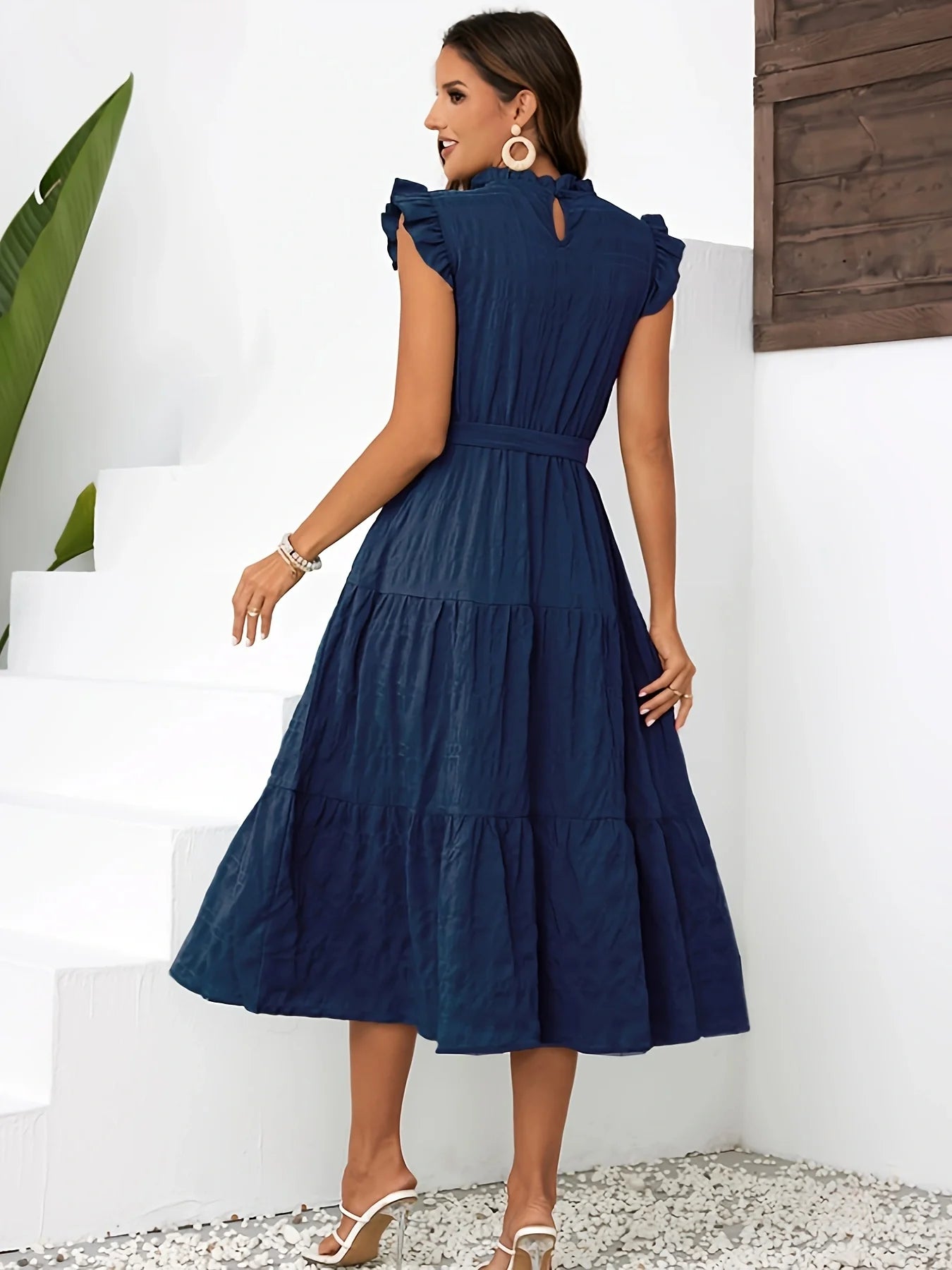 Vestido Midi Con Volantes