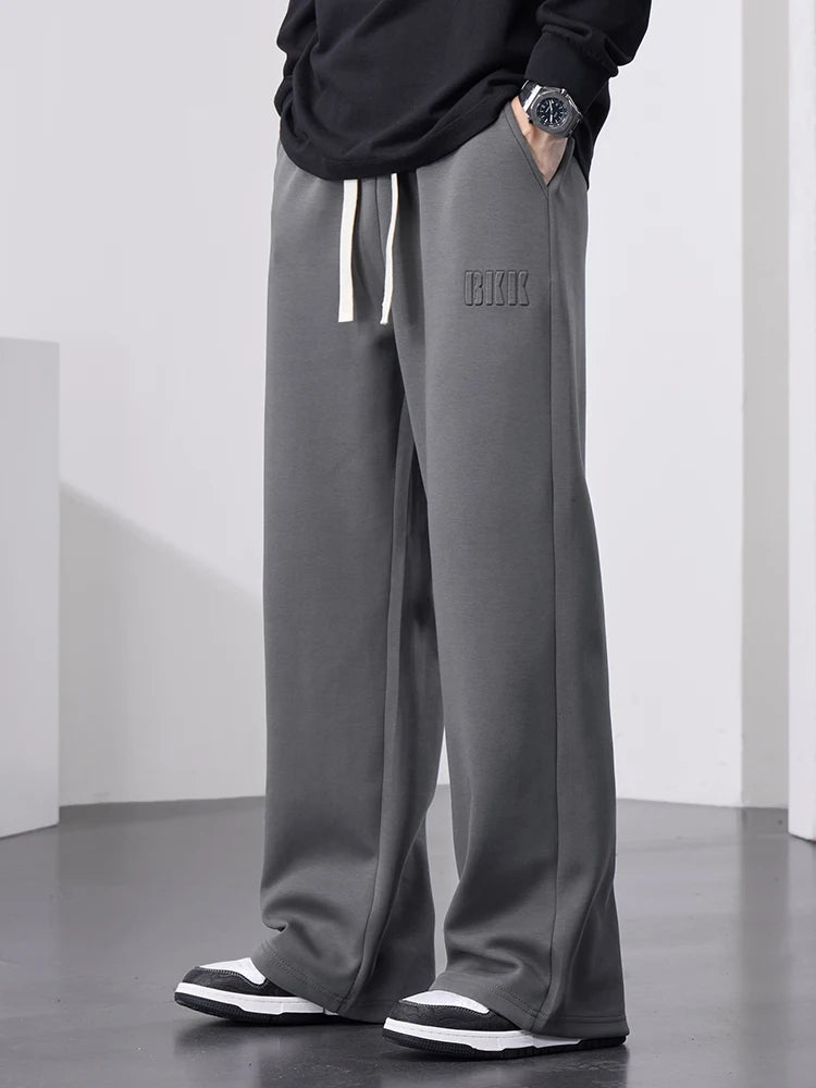Pantalones de chándal rectos para hombre, pantalones de chándal de algodón de pierna ancha con cordón y letras, pantalones holgados deportivos, pantalones largos informales de talla grande 8XL