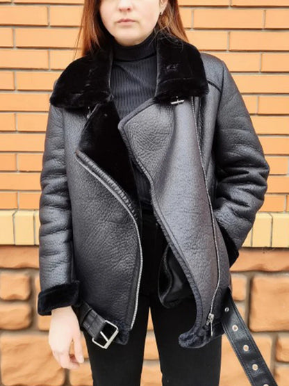 Ailegogo, abrigos de invierno para mujer, piel sintética gruesa, piel de oveja, chaqueta de piel para mujer, prendas de vestir de aviador, Casaco Feminino