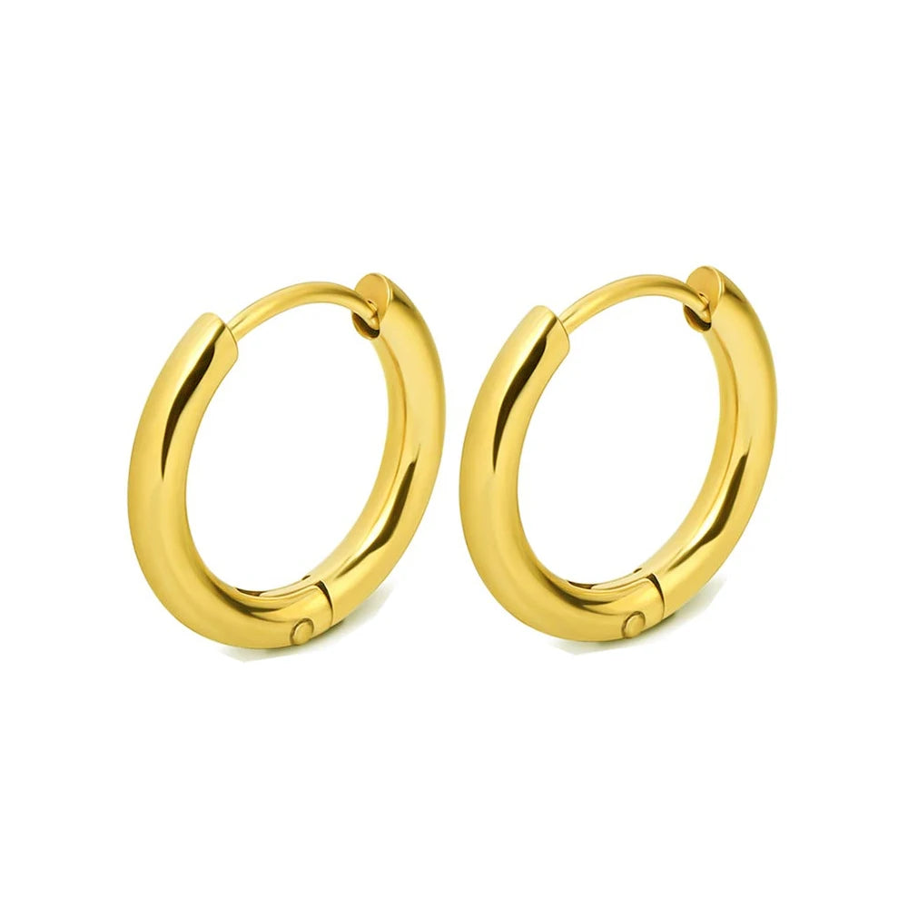 Aretes de aro de acero inoxidable - Dorado / 8 mm