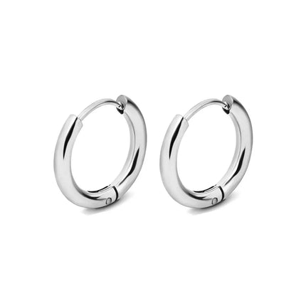 Aretes de aro de acero inoxidable - Plateado / 10 mm