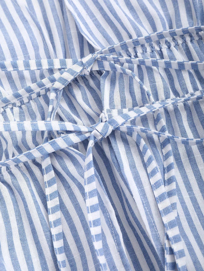 Camisa de Manga Abullonada con Lazo