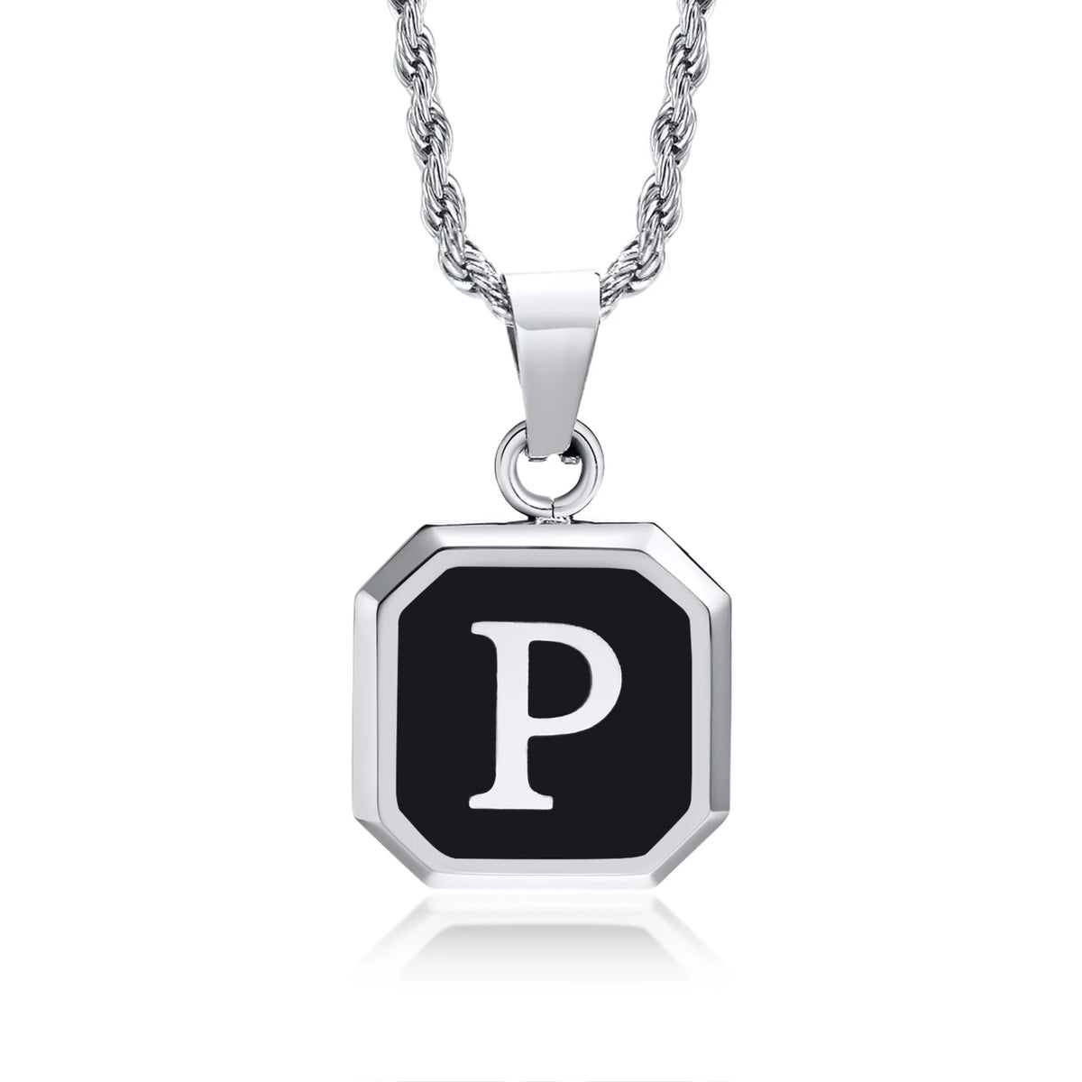 Collar con Inicial en Placa Cuadrada - P