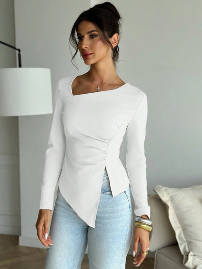 Blusa Asimetrica De Manga Larga