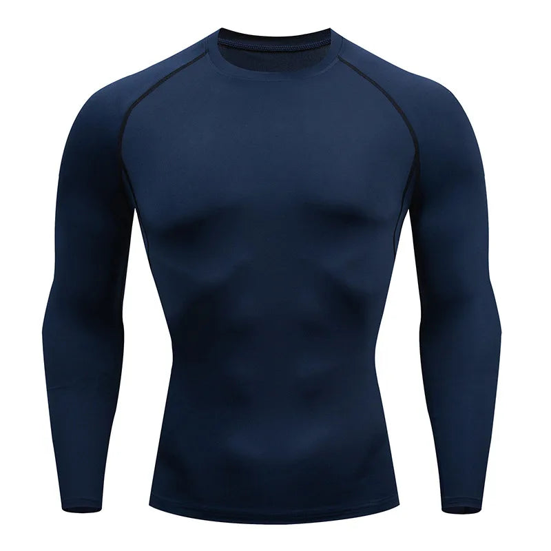 Camiseta de Compresión de Manga Larga para Hombre - Azul Marino