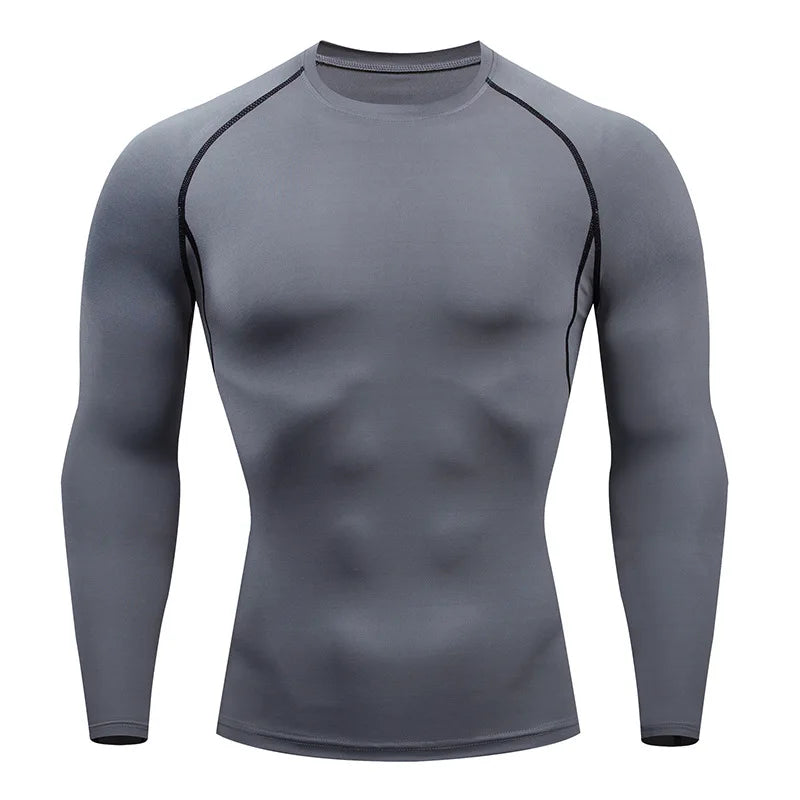 Camiseta de Compresión de Manga Larga para Hombre - Gris
