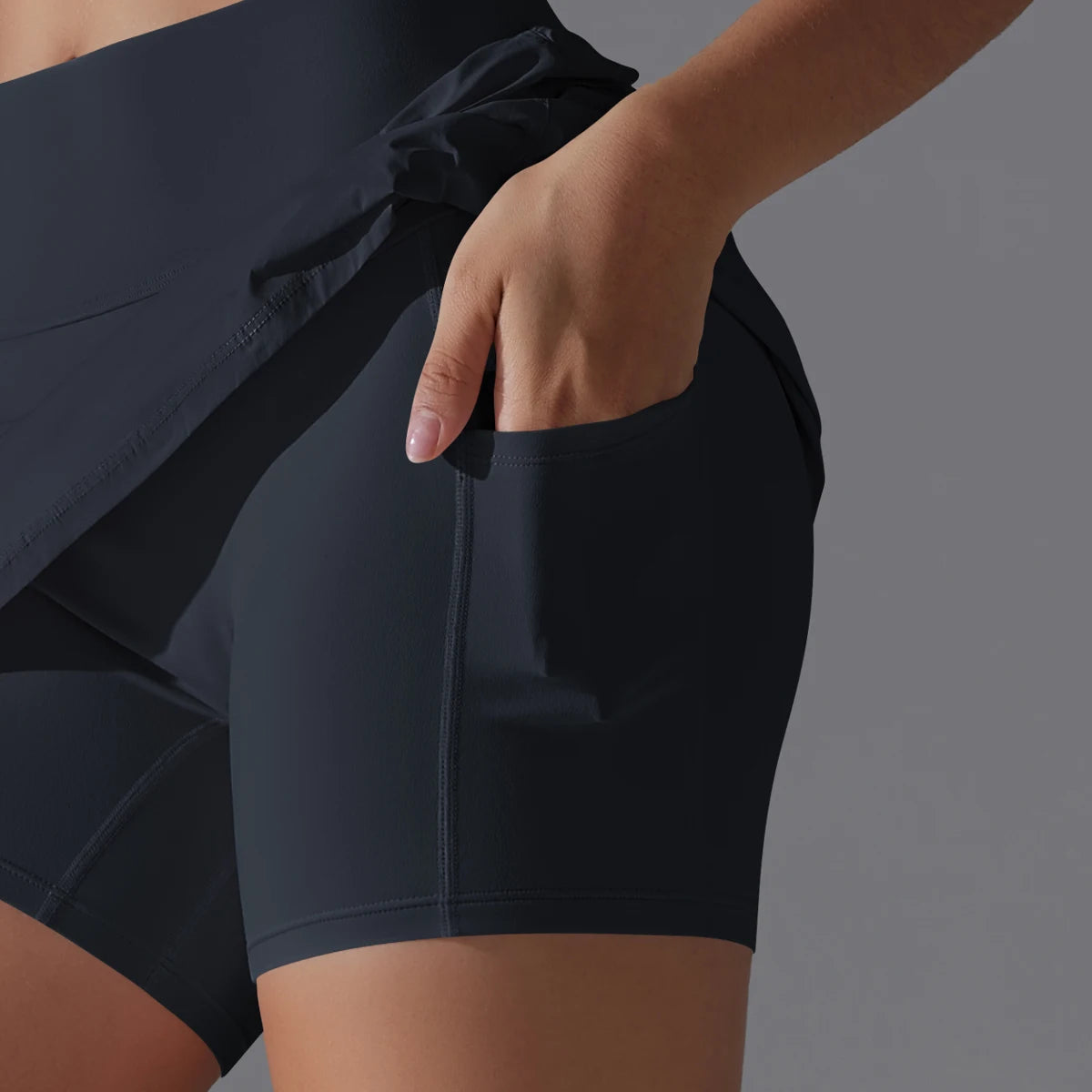 Falda de Yoga de bádminton, falda de tenis, cintura alta, transpirable, secado rápido, elasticidad, doble capa, mallas interiores